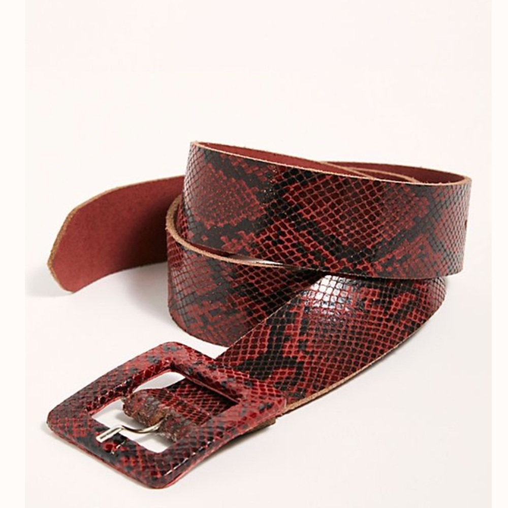 Free People Red Aston Snake Bite Belt - Picture 1 of 6
